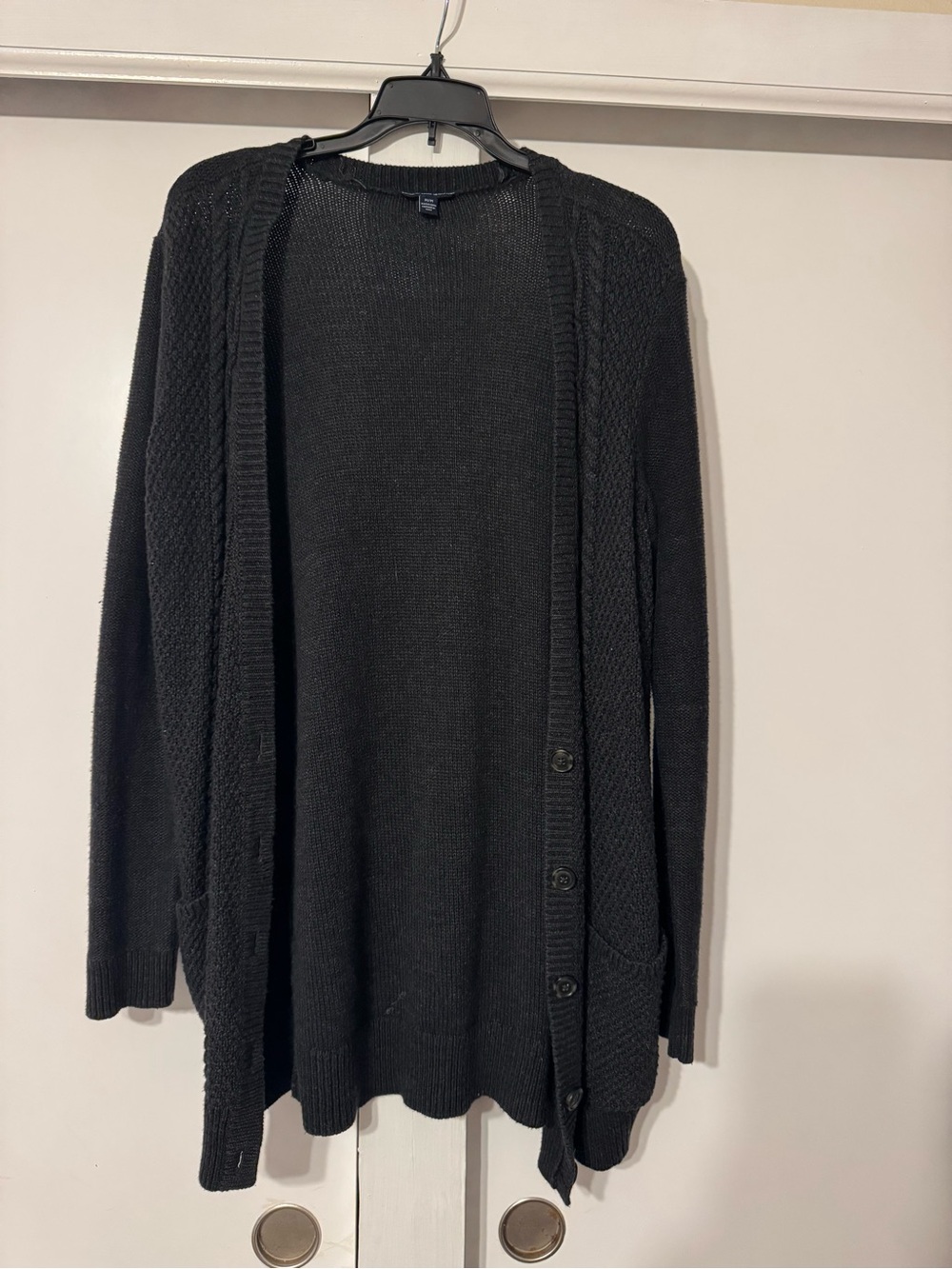 American Eagle Outfitters Black Open-Front Button Cardigan